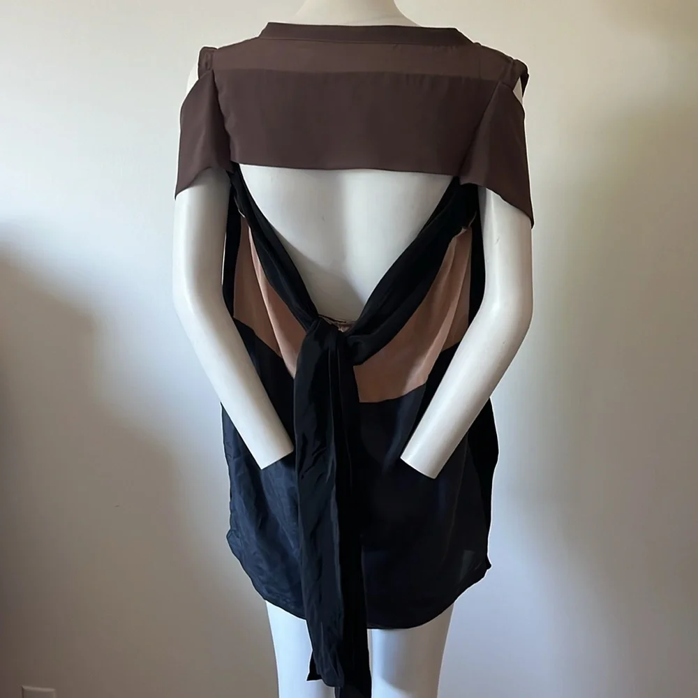 Garza Lobos Color Block Silk Runway Dress Size 36 - Picture 3 of 9
